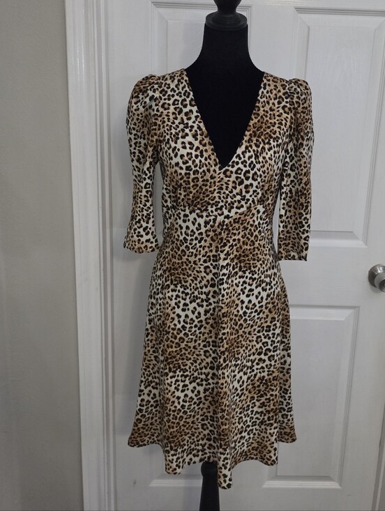 Barneys New York Dresses & Skirts - Barneys New York Leopard Print Midi Dress - Brown & Cream